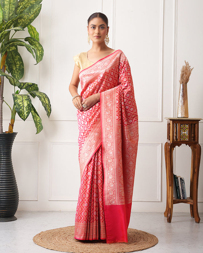 Nazrin Katan Silk Banarasi Saree with Unstiched Blouse