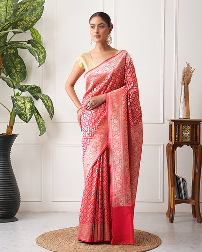Nazrin Katan Silk Banarasi Saree with Unstiched Blouse