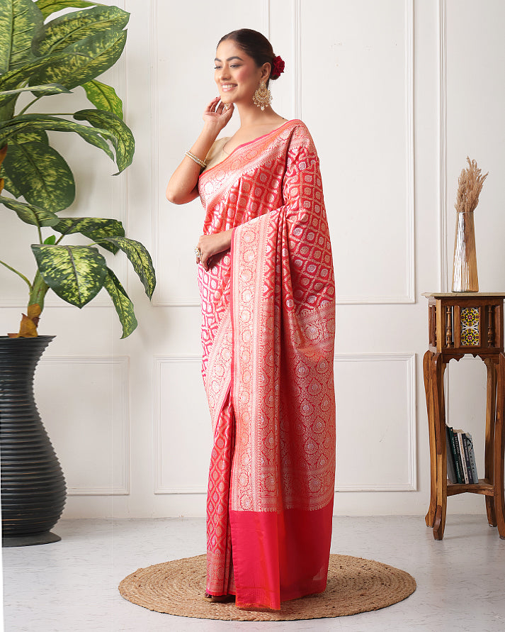 Nazrin Katan Silk Banarasi Saree with Unstiched Blouse