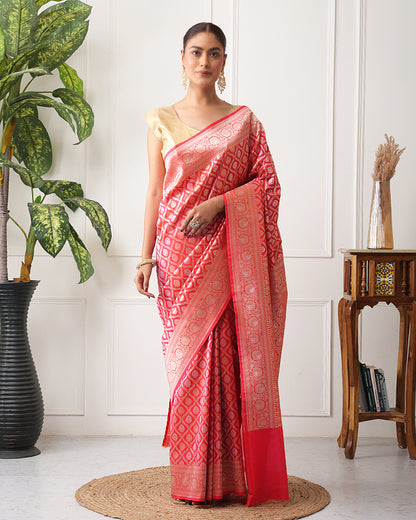 Nazrin Katan Silk Banarasi Saree with Unstiched Blouse