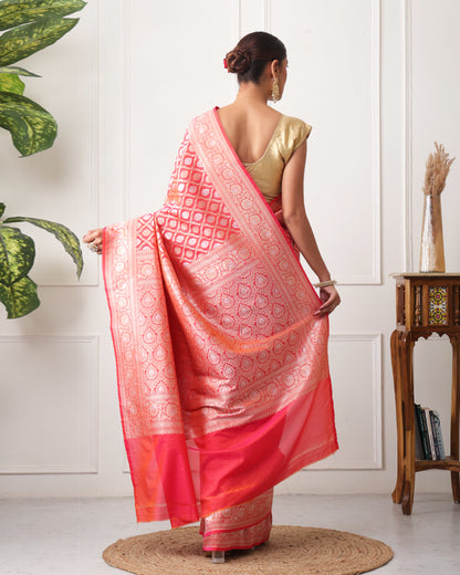 Nazrin Katan Silk Banarasi Saree with Unstiched Blouse