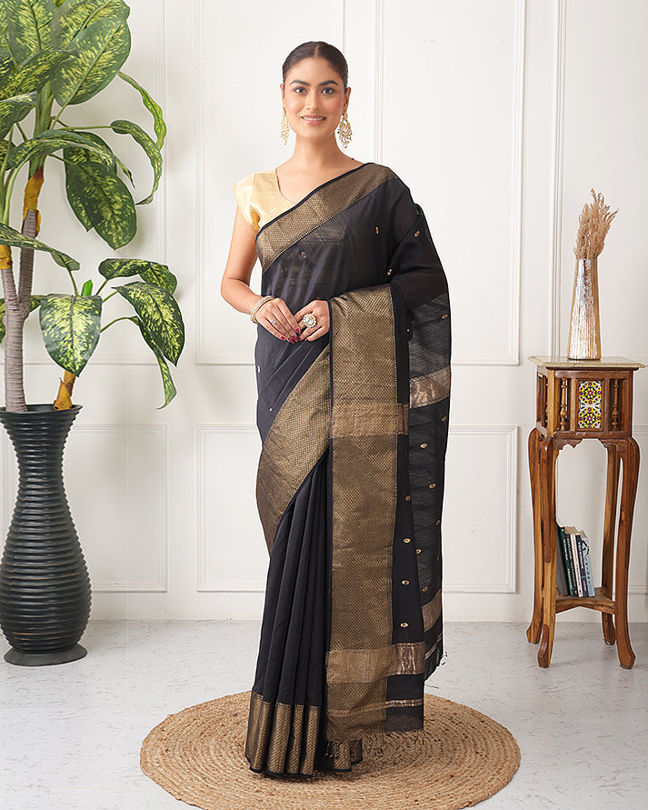 Surmeh Maheshwari Silk Saree with Zari Border and Pallu
