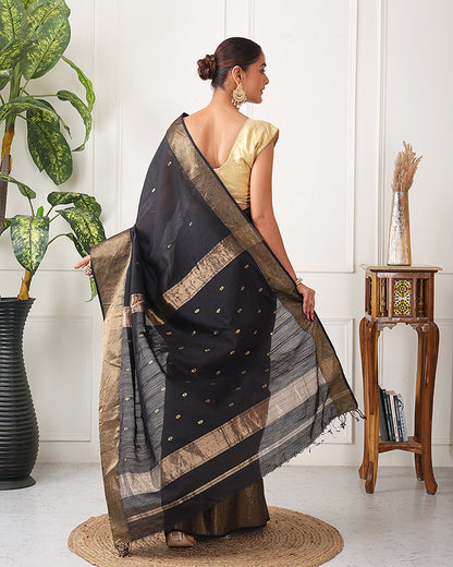 Surmeh Maheshwari Silk Saree with Zari Border and Pallu