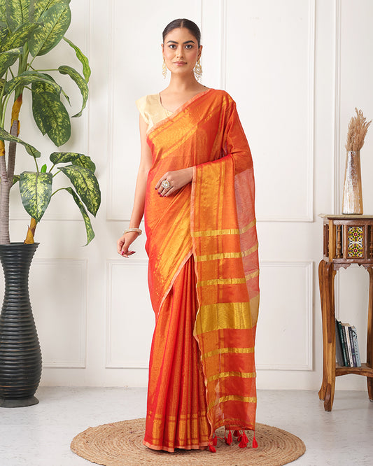 Zafaran Tissue Silk Bengal Saree