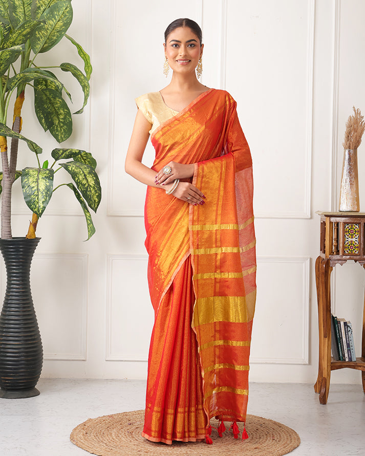Zafaran Tissue Silk Bengal Saree