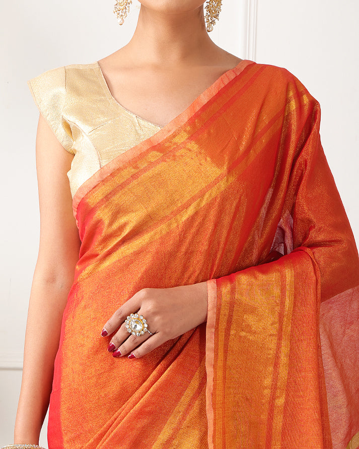 Zafaran Tissue Silk Bengal Saree