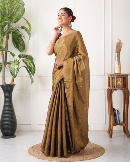 Suvarna Chanderi Silk Tissue Saree with Unstiched Blouse