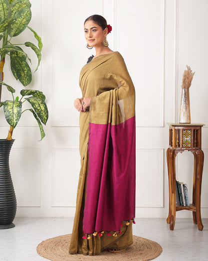 Zar-e-khalis Bengal Khadi cotton saree with Unstiched Blouse