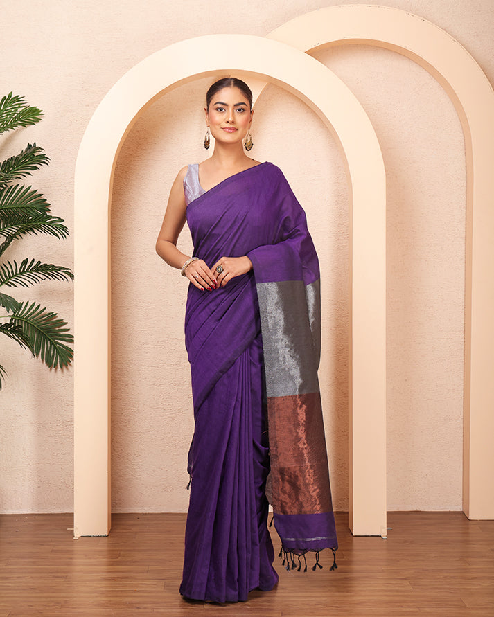 Indraneel Bengal Khadi cotton saree with Unstiched Blouse