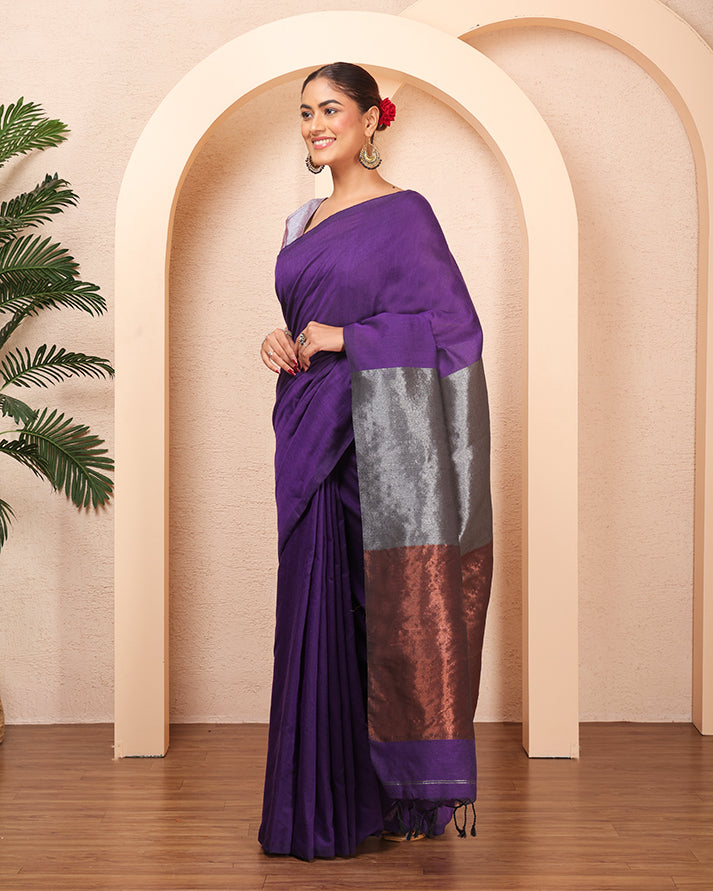 Indraneel Bengal Khadi cotton saree with Unstiched Blouse