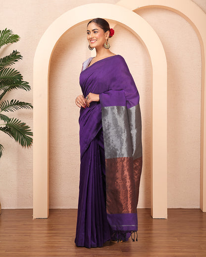 Indraneel Bengal Khadi cotton saree with Unstiched Blouse