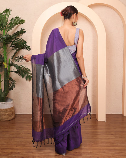 Indraneel Bengal Khadi cotton saree with Unstiched Blouse
