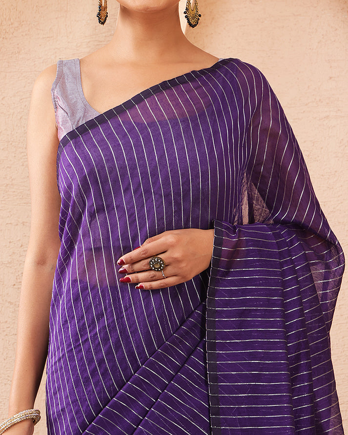 Baigani Bengal Blended Silk Saree With Zari  Pallu and Unstiched Blouse