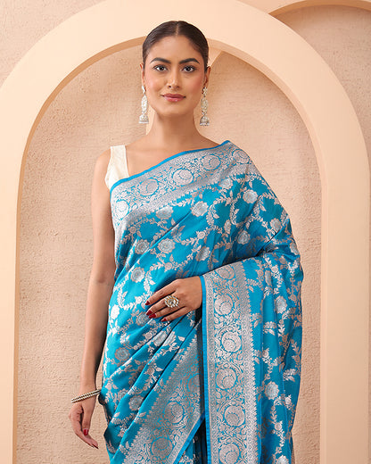 Firoozeh Mushroo Silk Banarasi saree with Unstiched Blouse