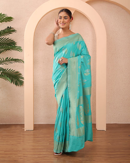 Mayuri Mushroo Silk Banarasi saree with Unstiched Blouse