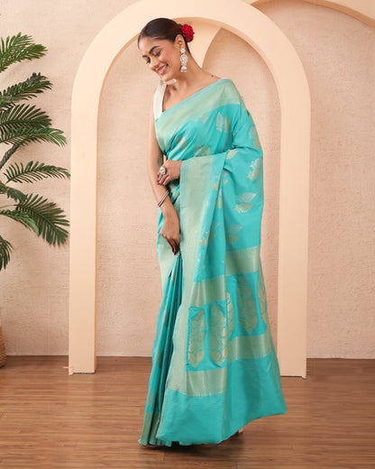 Mayuri Mushroo Silk Banarasi saree with Unstiched Blouse