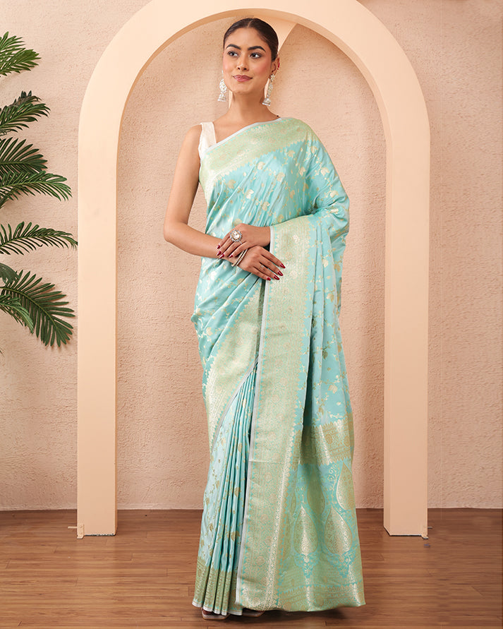 Soormaeyi Mushroo Silk Banarasi saree with Unstiched Blouse