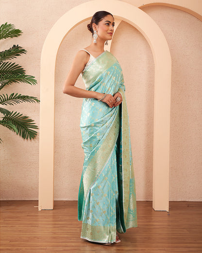 Soormaeyi Mushroo Silk Banarasi saree with Unstiched Blouse