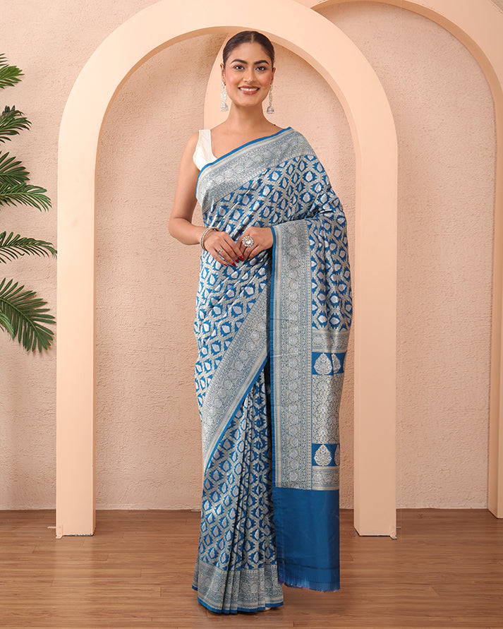 Nooe-e-Abi Katan Silk Banarasi Saree with Unstiched Blouse