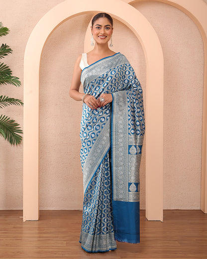 Nooe-e-Abi Katan Silk Banarasi Saree with Unstiched Blouse