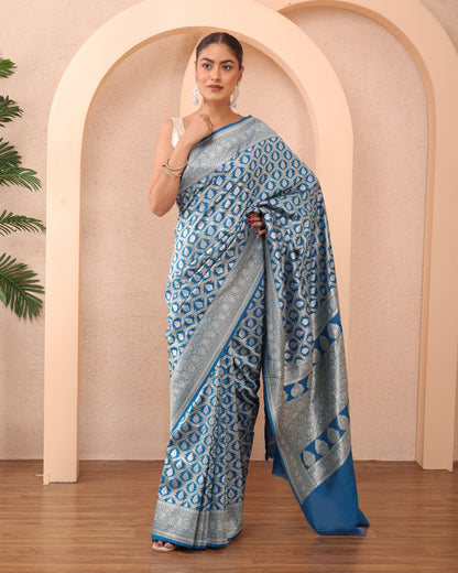 Nooe-e-Abi Katan Silk Banarasi Saree with Unstiched Blouse