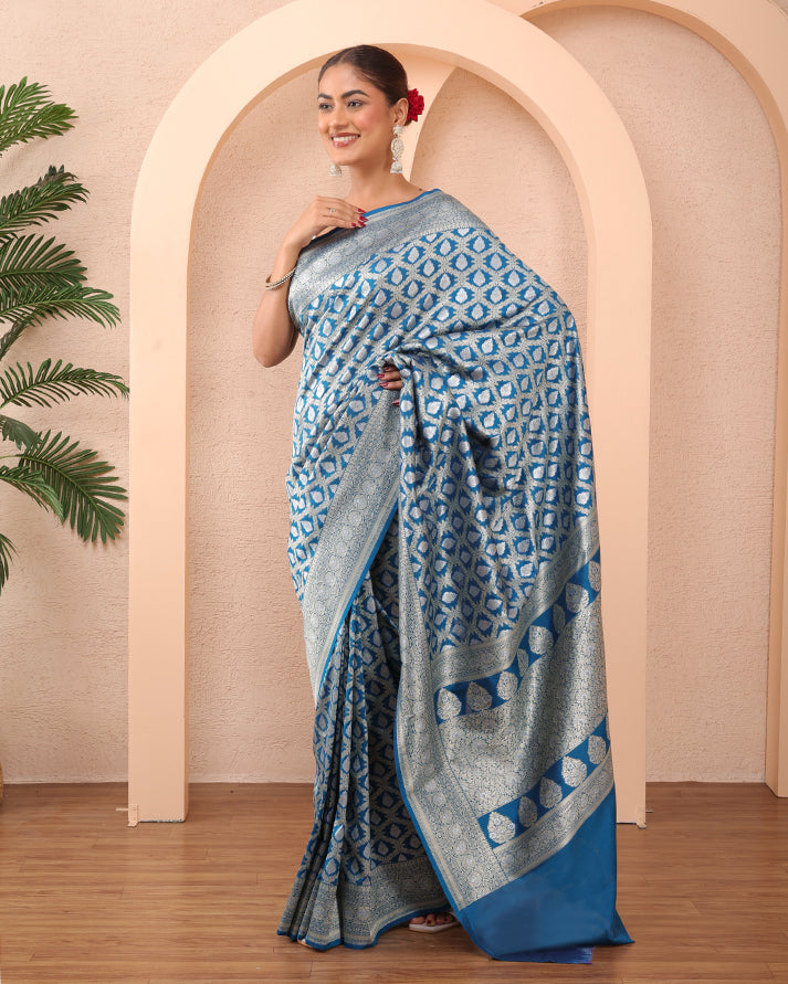 Nooe-e-Abi Katan Silk Banarasi Saree with Unstiched Blouse