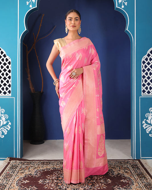 Nasrin Katan Silk Banarasi Saree with Unstiched Blouse