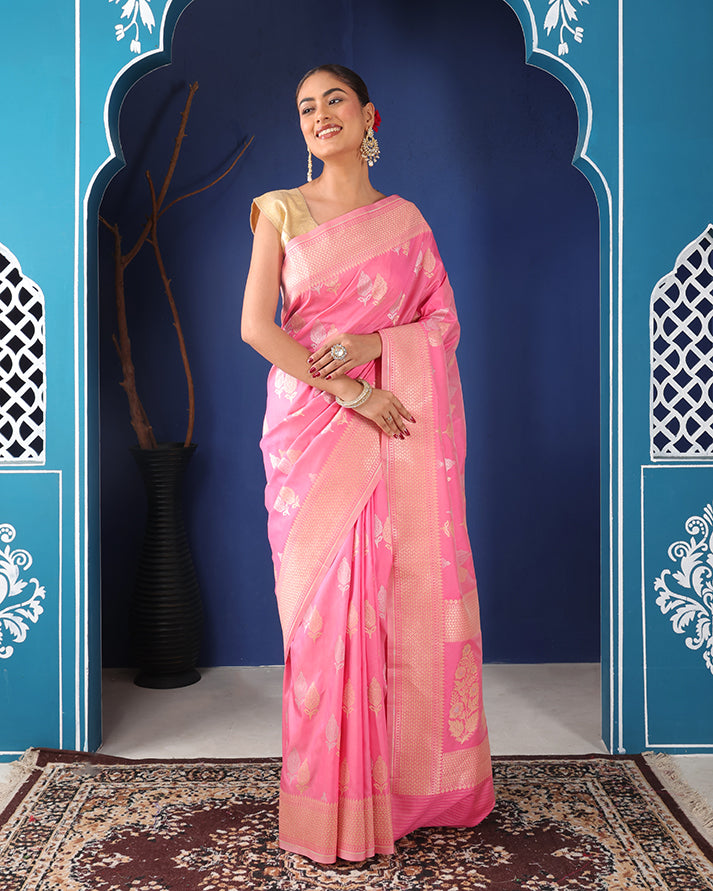 Nasrin Katan Silk Banarasi Saree with Unstiched Blouse