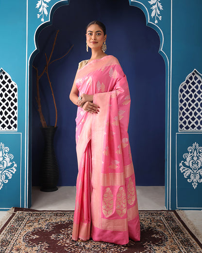 Nasrin Katan Silk Banarasi Saree with Unstiched Blouse