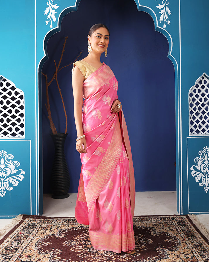 Nasrin Katan Silk Banarasi Saree with Unstiched Blouse