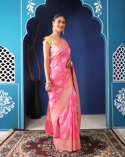 Nasrin Katan Silk Banarasi Saree with Unstiched Blouse