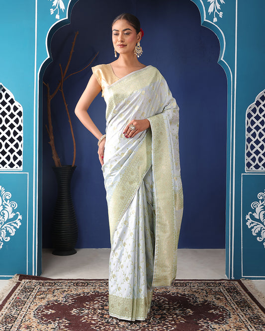 Shiri Mushroo Silk Banarasi saree with Unstiched Blouse