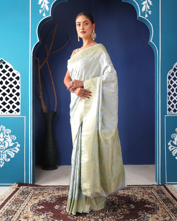 Shiri Mushroo Silk Banarasi saree with Unstiched Blouse
