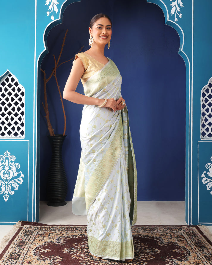 Shiri Mushroo Silk Banarasi saree with Unstiched Blouse
