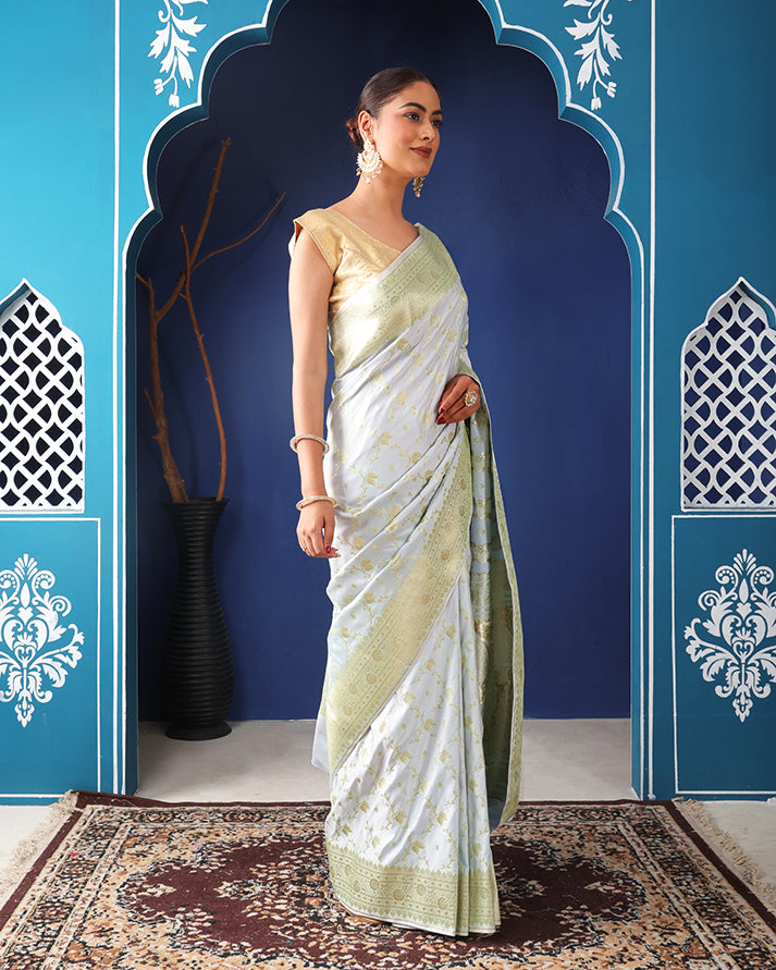 Shiri Mushroo Silk Banarasi saree with Unstiched Blouse