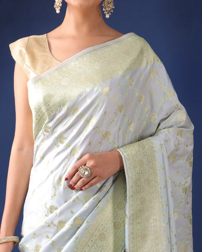 Shiri Mushroo Silk Banarasi saree with Unstiched Blouse