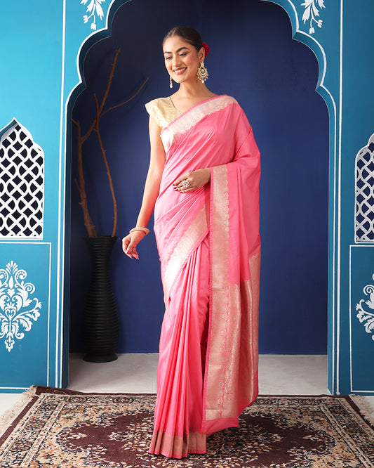 Mridula Mushroo Silk Banarasi saree with Unstiched Blouse