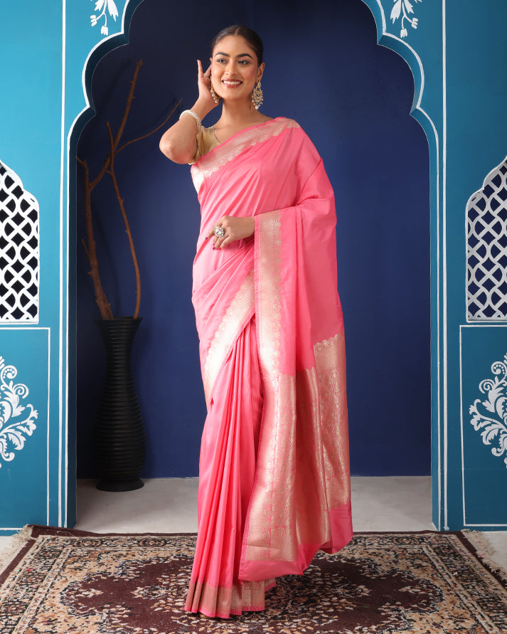 Mridula Mushroo Silk Banarasi saree with Unstiched Blouse