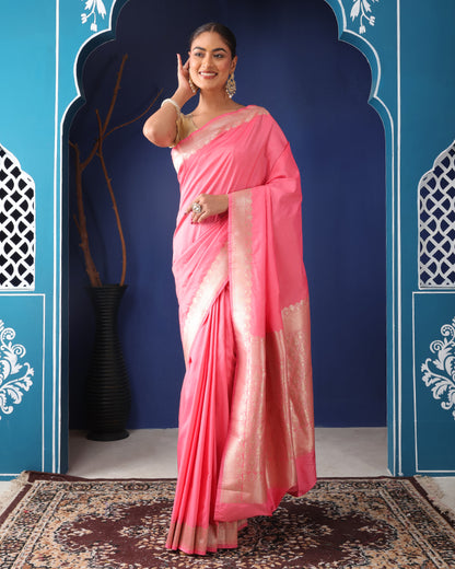 Mridula Mushroo Silk Banarasi saree with Unstiched Blouse