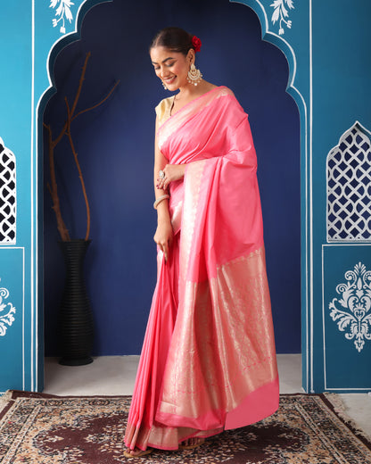 Mridula Mushroo Silk Banarasi saree with Unstiched Blouse
