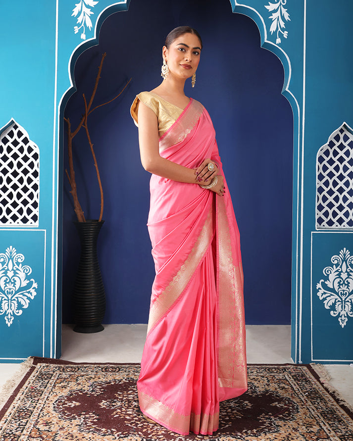 Mridula Mushroo Silk Banarasi saree with Unstiched Blouse