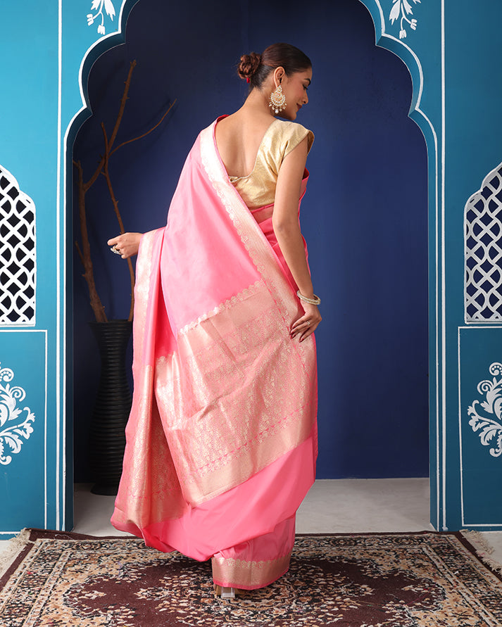 Mridula Mushroo Silk Banarasi saree with Unstiched Blouse