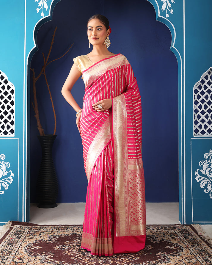 Maharani Mushroo Silk Banarasi saree with Unstiched Blouse
