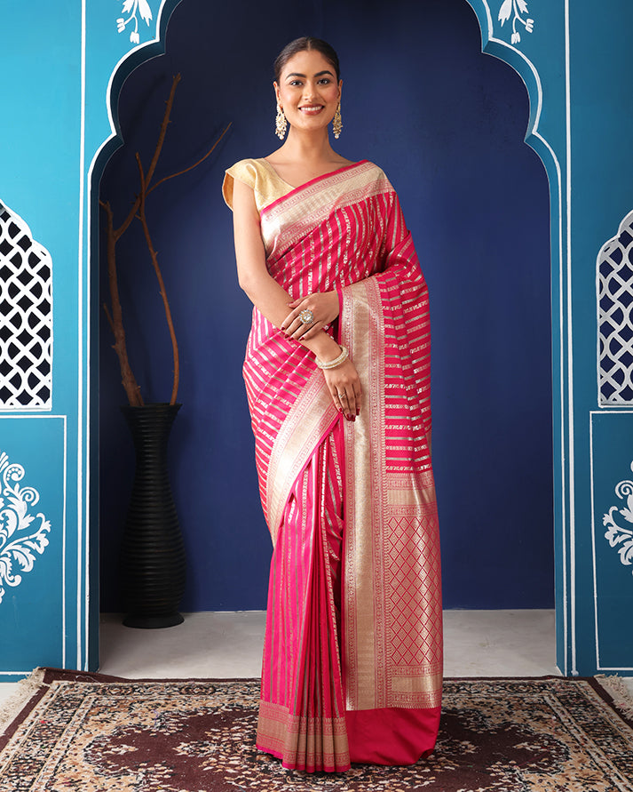 Maharani Mushroo Silk Banarasi saree with Unstiched Blouse