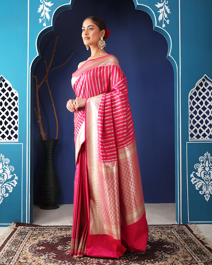 Maharani Mushroo Silk Banarasi saree with Unstiched Blouse