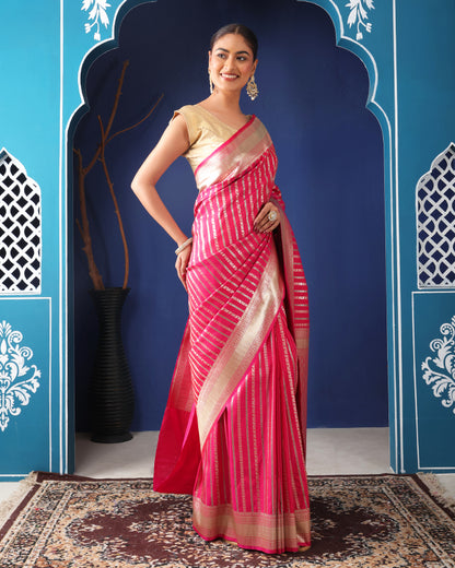 Maharani Mushroo Silk Banarasi saree with Unstiched Blouse