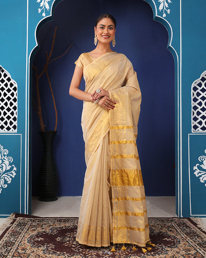Kanak Bengal Tissue Silk Saree with Unstiched blouse