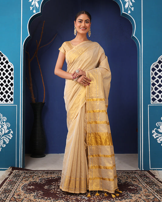 Kanak Bengal Tissue Silk Saree with Unstiched blouse