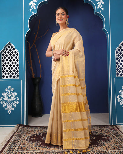 Kanak Bengal Tissue Silk Saree with Unstiched blouse