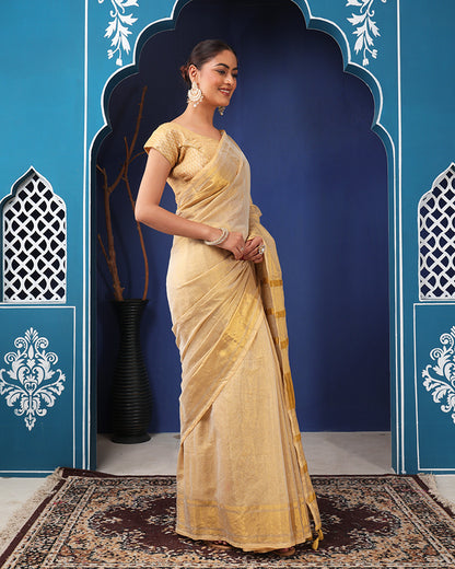 Kanak Bengal Tissue Silk Saree with Unstiched blouse